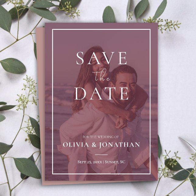 Invitación Foto personalizado Rosa Polvoriento moderno Salva  (custom Photo Modern Dusty Pink Save the Date Invitation)
