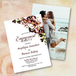 Invitación Foto personalizado Rustic Fall Floral Engagement P