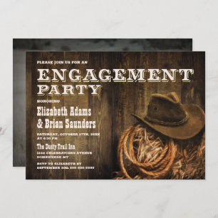 Invitación Foto personalizado Rustic Wood Western Engagement 