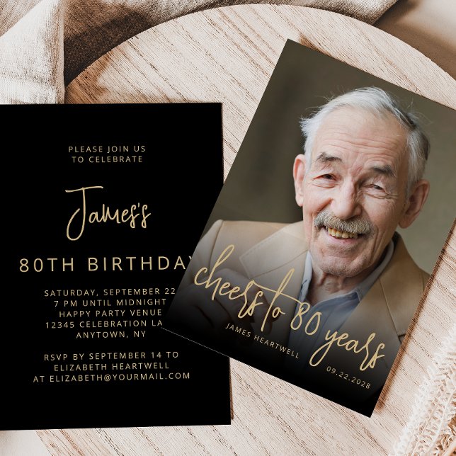 Invitación Foto personalizado Saluda Fiesta de Cumpleaños 80 (Subido por el creador)