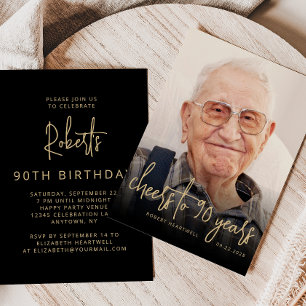 Invitación Foto personalizado Saluda Fiesta de Cumpleaños 90