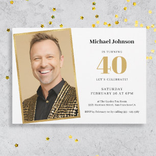 Invitación Foto personalizado Simple 40 cumpleaños