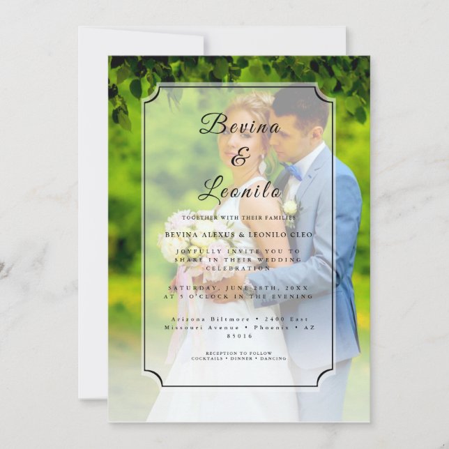 Invitación Foto personalizado Simple Elegante con Single Inic (Anverso)