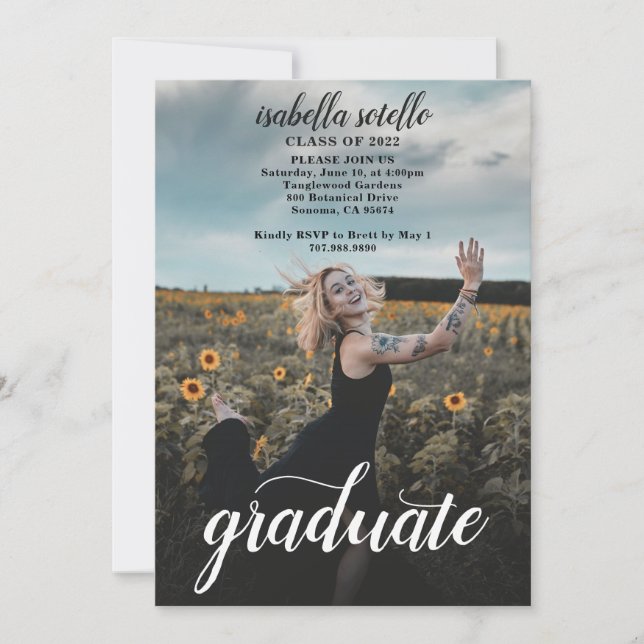 Invitación Foto personalizado Sunflowers Floral Graduation Pa (Anverso)
