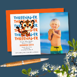 Invitación Foto personalizado Threenager Boy Fiesta de cumple