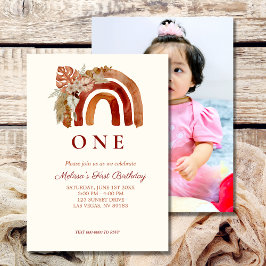Invitación Foto por primera vez cumpleaños Tierra Tone Boho A