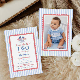 Invitación Foto preppy patriótica del 4 de julio cumpleaños 2