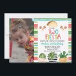 Invitación Foto Publicada Cactus Time Two Fiesta Birthday<br><div class="desc">Colorida foto poteada Cactus Time Two Fiesta Birthday Invitation chica de segundo cumpleaños fiesta temática con unos tres cactus machacados,  taco,  maracas y un patrón a rayas acuarelas. Esta fiesta o cactus una invitación de cumpleaños espinoso está lista para ser personalizada.</div>