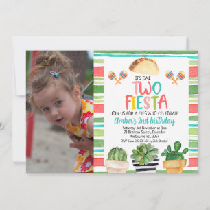 Invitación Foto Publicada Cactus Time Two Fiesta Birthday