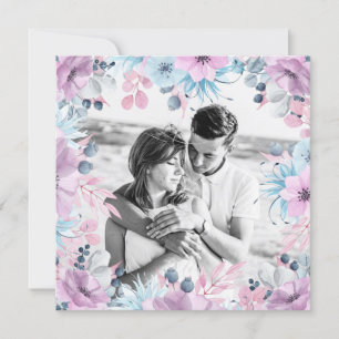 Invitación *~* FOTO QR RSVP Boda de marco floral AR12