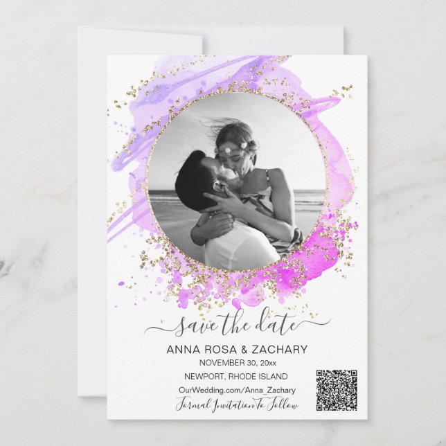 Invitación *~* Foto QR WEDDING GUARDAR LA FECHA Sitio Web AR6 (Anverso)