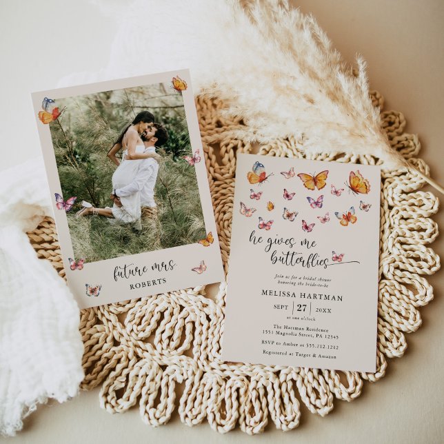 Invitación Foto Que Me Da Una Ducha Bridal De Mariposas (Subido por el creador)