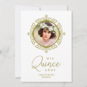 Invitación Foto Quinceañera Español Efecto Encaje Clásico