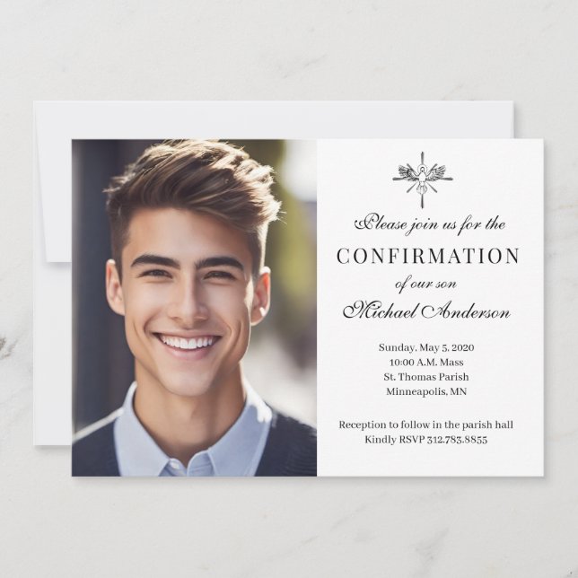 Invitación Foto religiosa de confirmación del Sacramento (Anverso)