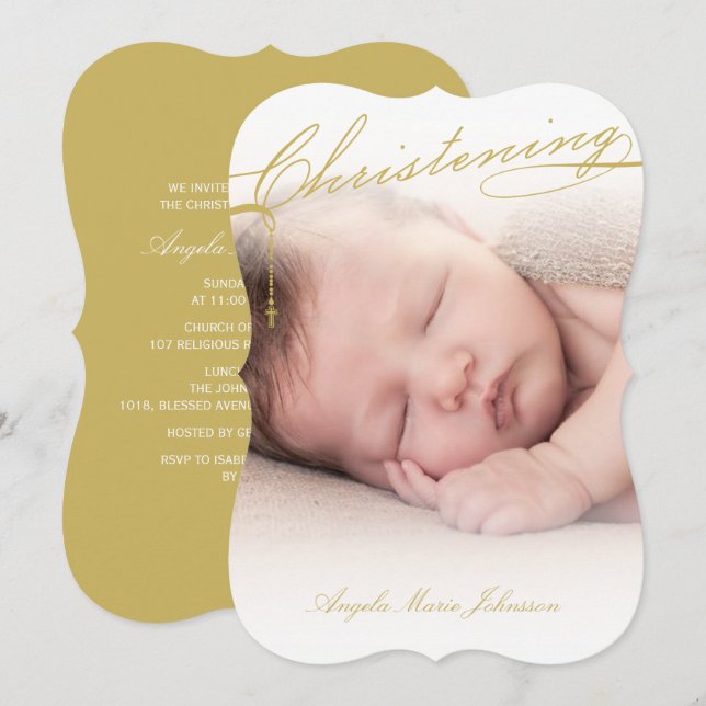 Invitación Foto religiosa de la Cruz de Oro de Navidad en gui (Anverso / Reverso)