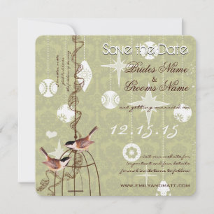 Invitación Foto Retro Jaula de Pájaros para Boda Save the Dat
