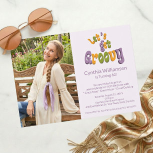 Invitación Foto Retro Let's Get Groovy Fiesta de Cumpleaños 6