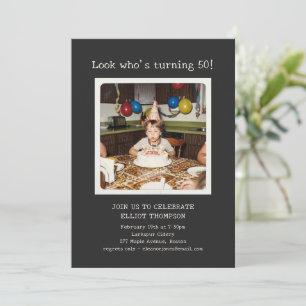 Invitación Foto Retro Milestone Cumpleaños 50 Fiesta Diversió