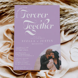 Invitación foto retro para siempre cena de ensayo lavanda