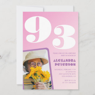 Invitación Foto Retro Rosa cumpleaños 93