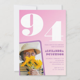 Invitación Foto Retro Rosa cumpleaños 94