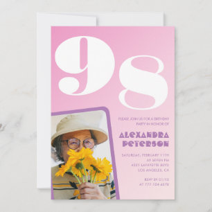 Invitación Foto Retro Rosa cumpleaños 98