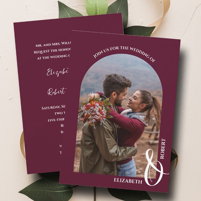 Invitación Foto romántica arcaica Boda de Borgoña (Subido por el creador)