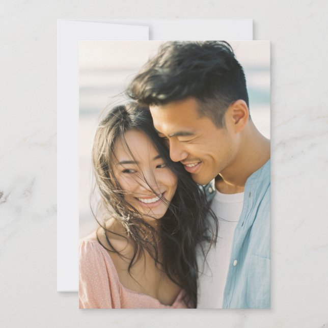 Invitación Foto Romántica Azul Rosa (Anverso)