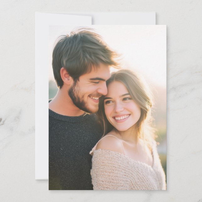 Invitación Foto Romántica Beige Cálido (Anverso)