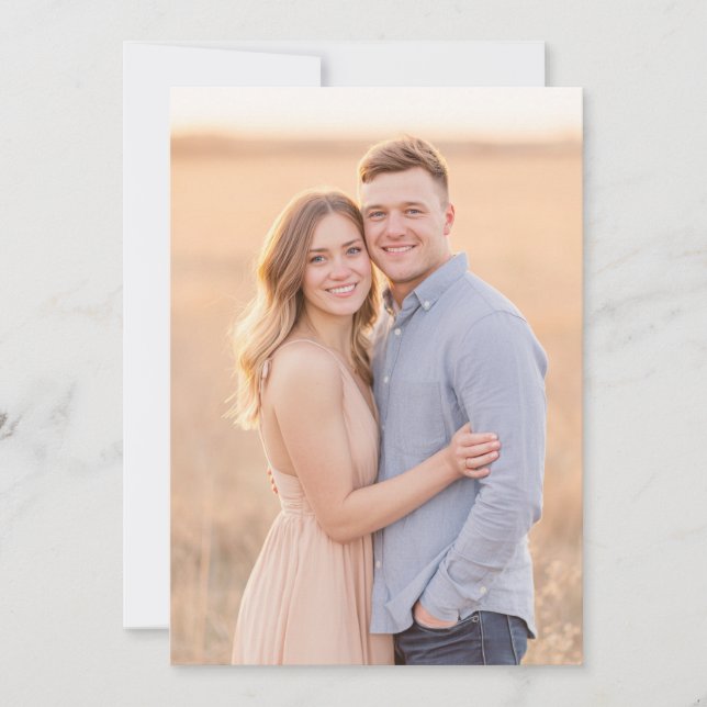 Invitación Foto Romántica de Durazno Azul (Anverso)