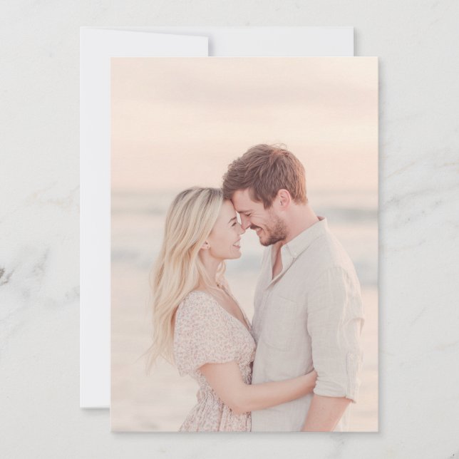 Invitación Foto Romántica de la Playa del Melocotón (Anverso)