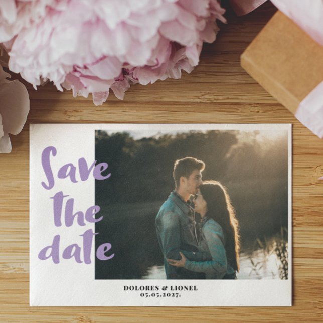 Invitación Foto Romántica de Lavanda Guardar fecha (Subido por el creador)