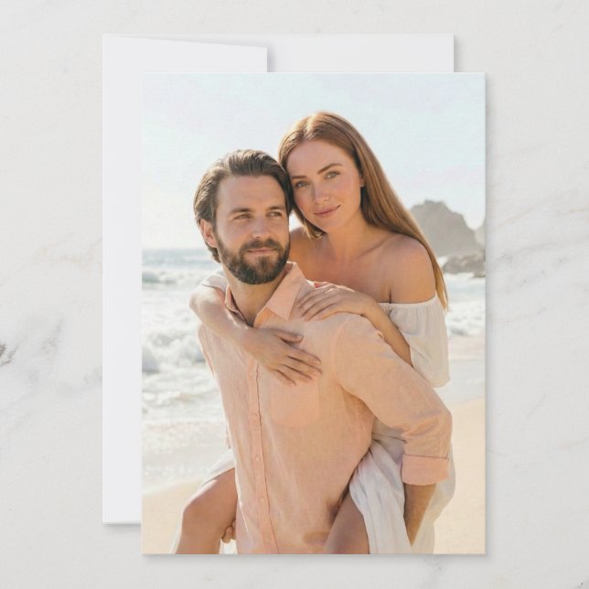 Invitación Foto Romántica de Playa de Melocotón (Anverso)