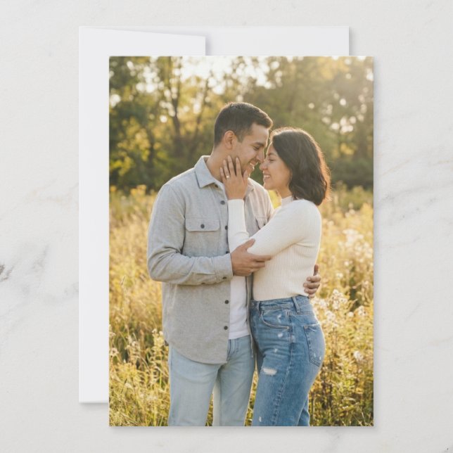 Invitación Foto Romántica Dorada Cálida (Anverso)