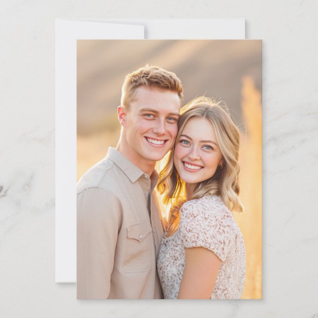 Invitación Foto Romántica Dorada Cálida (Anverso)
