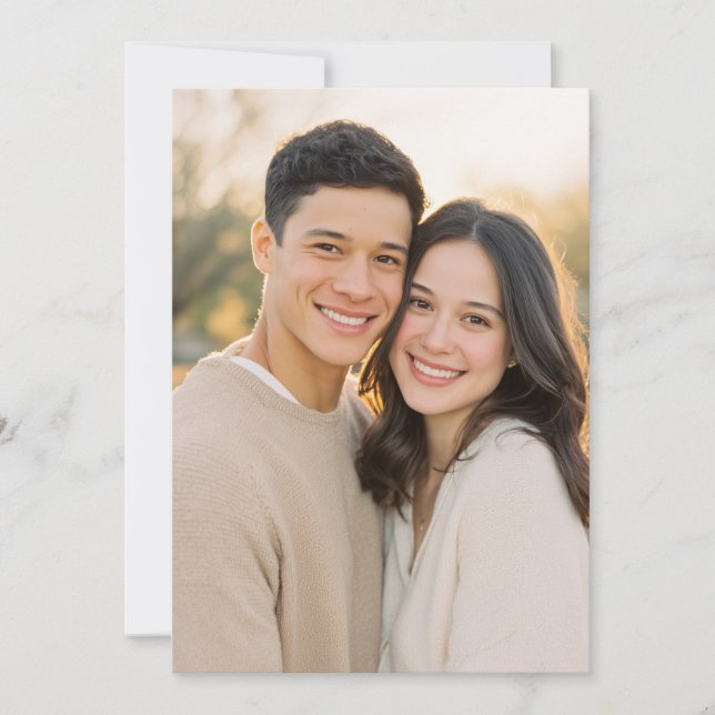 Invitación Foto Romántica en Beige Cálido (Anverso)