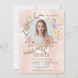 Invitación Foto romántica floral ducha de novia