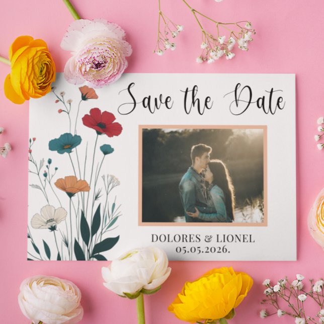 Invitación Foto romántica floral Guardar fecha (Subido por el creador)