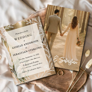 Invitación Foto romántica guión botánico Boda moderno