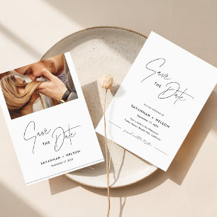 Invitación Foto romántica Minimalista Salva la fecha