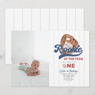 Invitación Foto: Rookie Baseball Glove Boys 1er cumpleaños