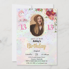 Invitación Foto rosa de BUDGET 13 cumpleaños