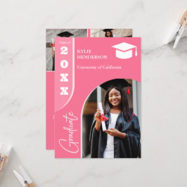 Invitación Foto rosa de graduación moderna