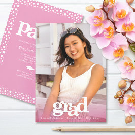 Invitación Foto rosa negrita fiesta de grado moderno simple e