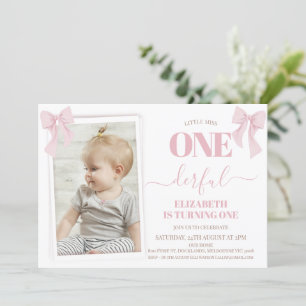 Invitación Foto rosa rosado moderno Maravilloso primer cumple