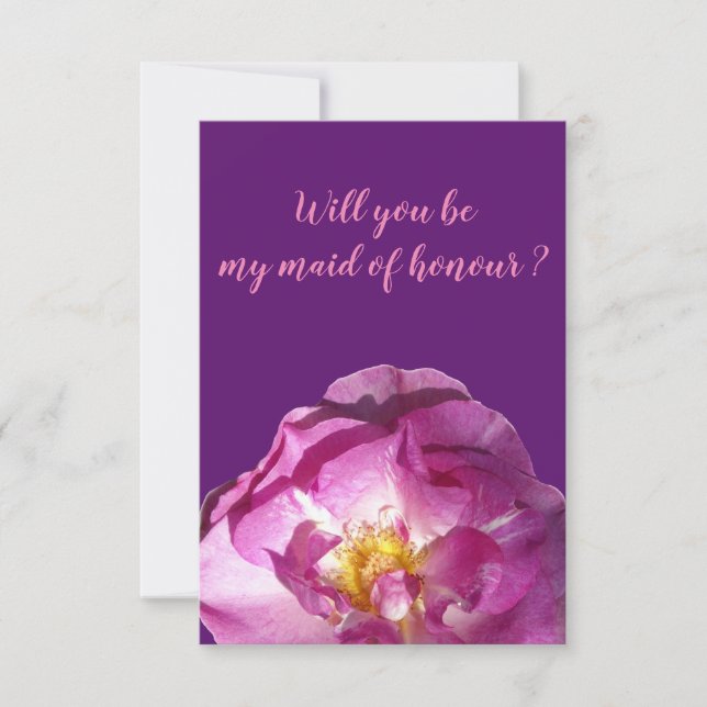 Invitación Foto rosa, ¿Serás mi criada de honor? (Anverso)