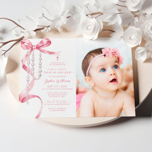 Invitación Foto Rosada de la primera comunión sagrada