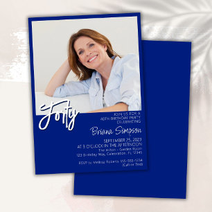 Invitación Foto Royal Blue 40 cumpleaños