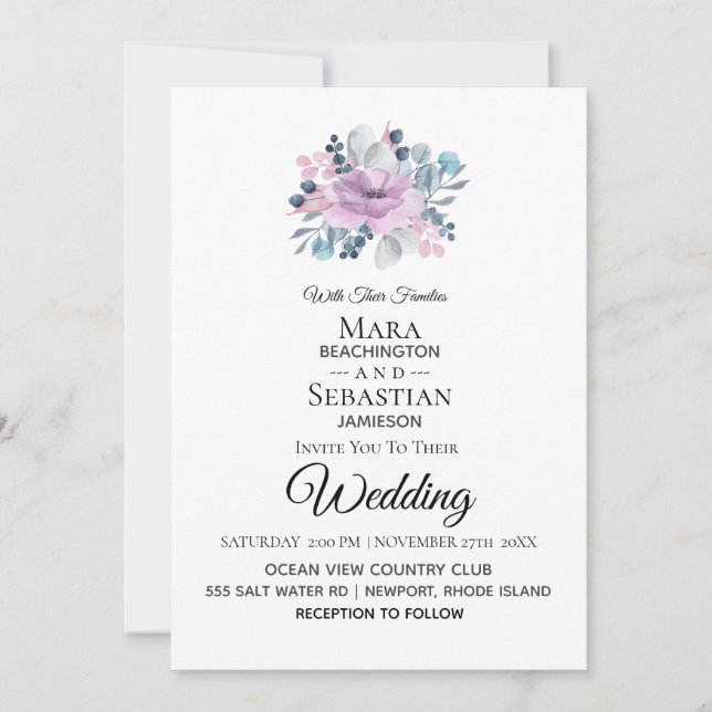 Invitación *~* Foto: RSVP - Boda de BOUQUET FLORAL QR (Anverso)