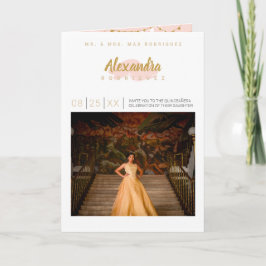 Invitación Foto Rubor Rosa y Gold Quinceanera